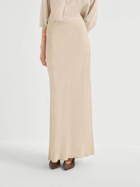 Brunello Cucinelli Viscose and linen twill fluid bias-cut skirt