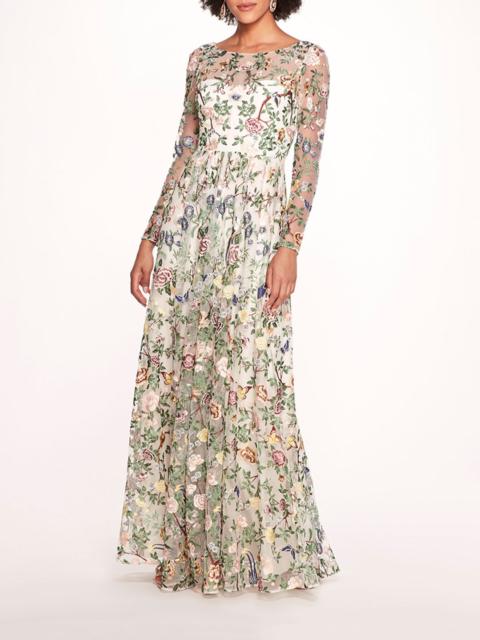 Marchesa BOTANICAL EMBROIDERED GOWN