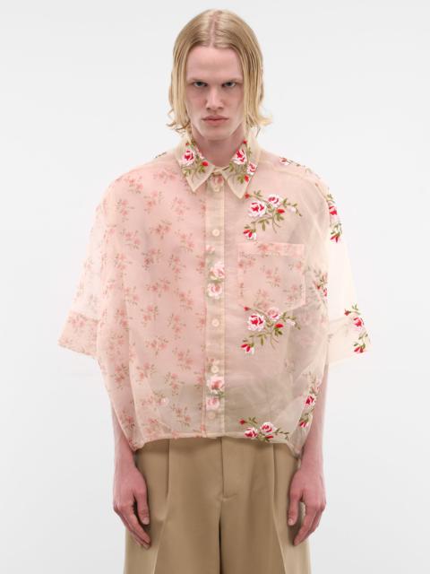 Simone Rocha Nude Sheer Floral Boxy Shirt