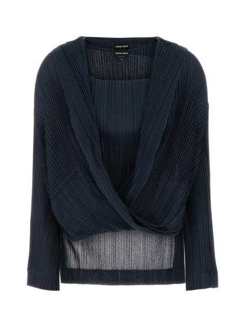 GIORGIO ARMANI Navy blue jersey blouse