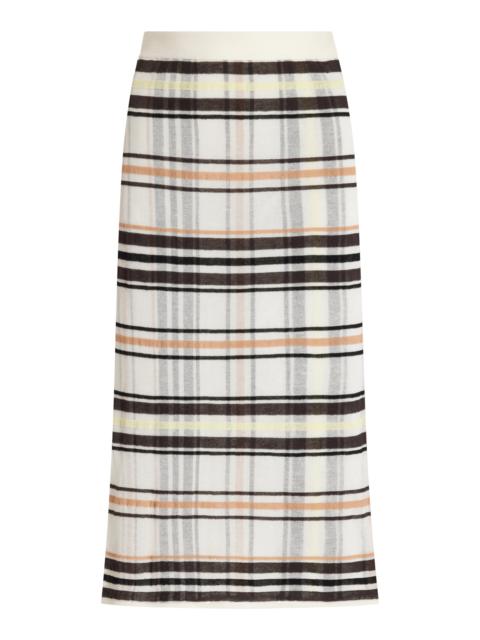 Bottega Veneta Plaid Cotton Skirt ivory