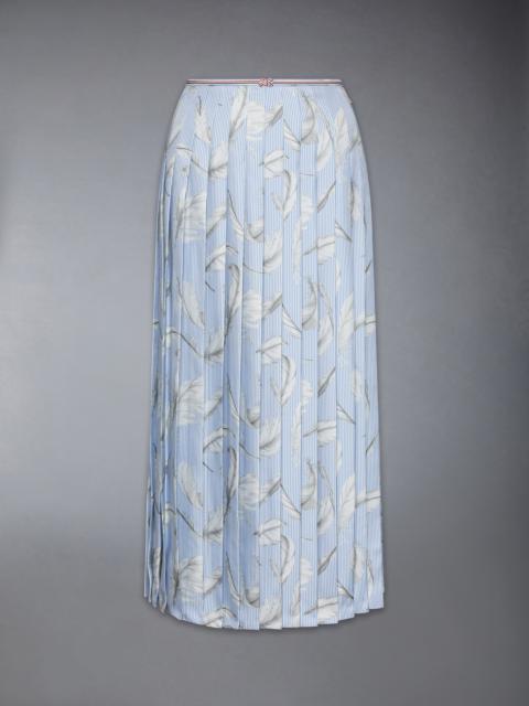 Thom Browne FEATHER PRINTED SILK TWILL PLEAT SKIRT