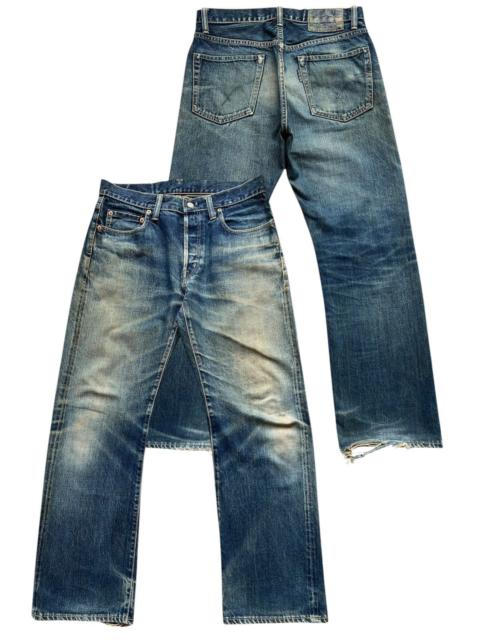 Archival Clothing - Blue Blue Japan Selvedge Distressed Wide Denim Jeans 32x30