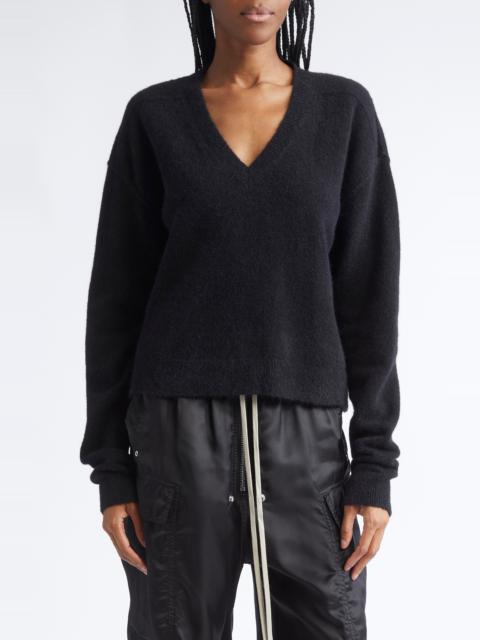 Rick Owens Rick Owens Tommy Alpaca & Wool Blend V-Neck Sweater in Black at Nordstrom