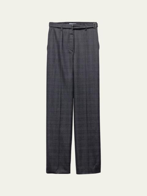 Prada Fantasia 130S Plaid Straight Leg Wool Pants