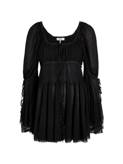 Chloé Chloe Lace-embellished Silk-chiffon Blouse