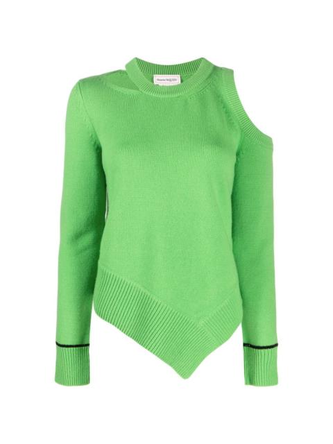 Alexander McQueen cold-shoulder wool jumper