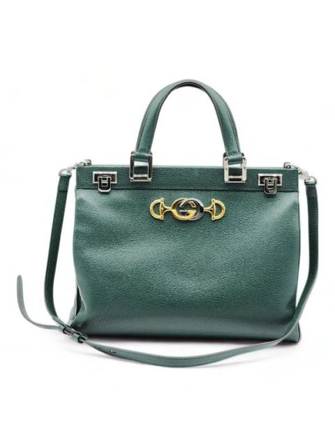 Gucci Zumi Top Handle Bag Leather Medium Green