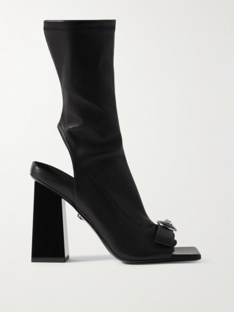 VERSACE Gianni Ribbon Embellished Leather Ankle Boots