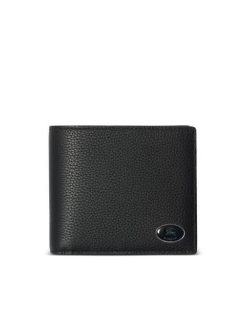 grained leather bifold wallet