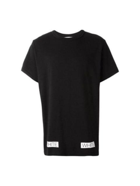 Off-White SS21 Cotton Stripe Printing Pattern Round Neck Short Sleeve Black OMAA002G20JER0091034