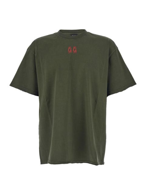 Other Designers 44 Label Group Men Green Crewneck T-Shirt With Dropped Shoulders And Logo Print On Front And Rear In