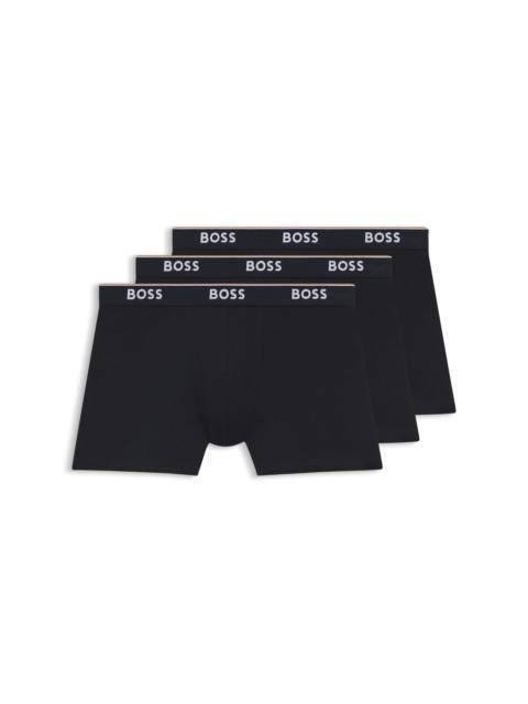 BOSS THREE-PACK OF STRETCH-COTTON BOXER BRIEFS WITH LOGOS