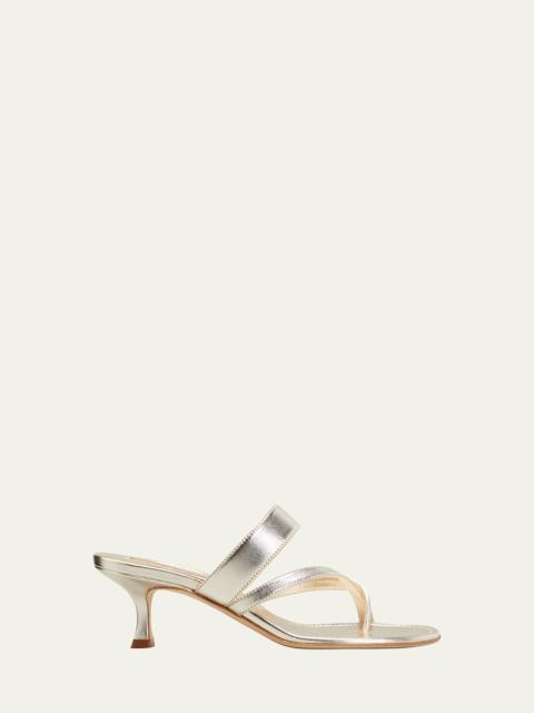 Manolo Blahnik Susa Metallic Crisscross Mule Sandals