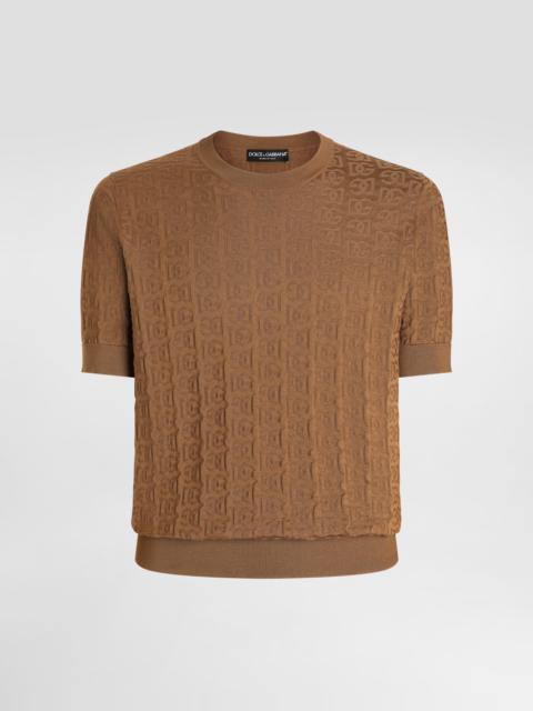 Dolce & Gabbana Silk round-neck sweater with all-over DG logo embroidery