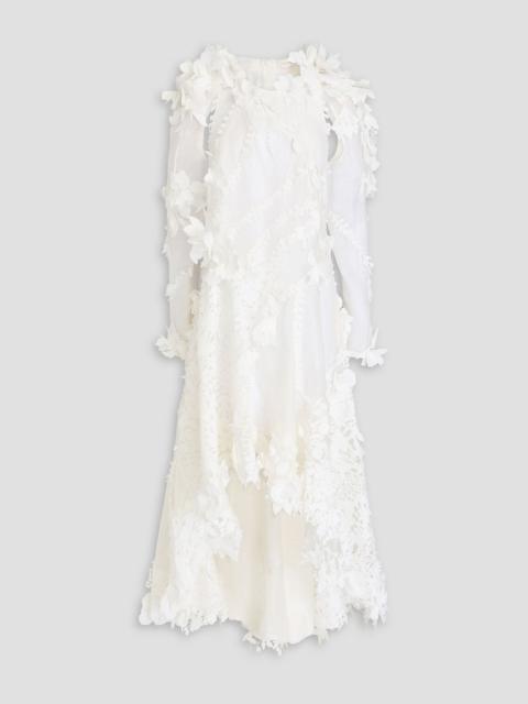 Zimmermann Cutout floral-appliquéd linen and silk-blend maxi dress