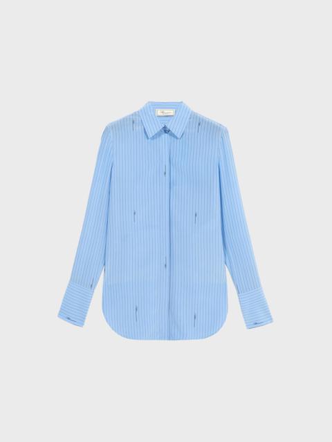 Blumarine STRIPED CRÊPE DE CHINE SHIRT WITH LOGO