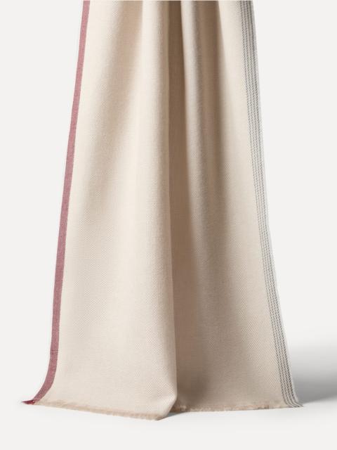 Brunello Cucinelli Wool and cashmere diagonal scarf with striped edge