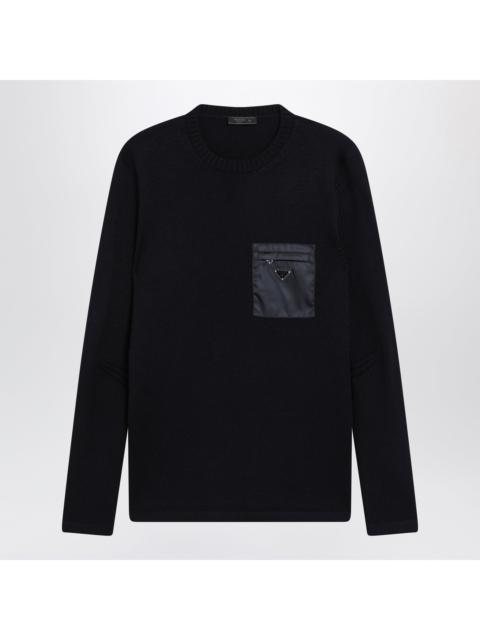 Prada Prada Blue Wool Sweater With Re-Nylon Pocket Men
