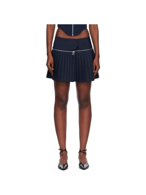 Off-White Navy Zip Pleated Miniskirt