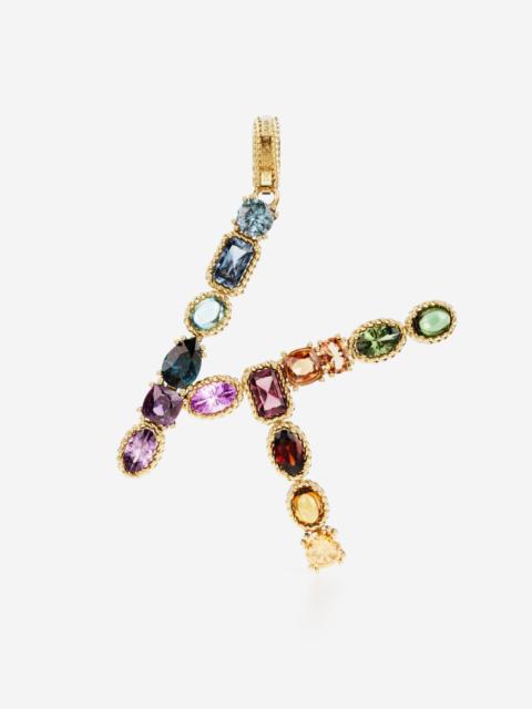 Dolce & Gabbana Charm K Lettering 18-carat yellow gold and multicolored gems
