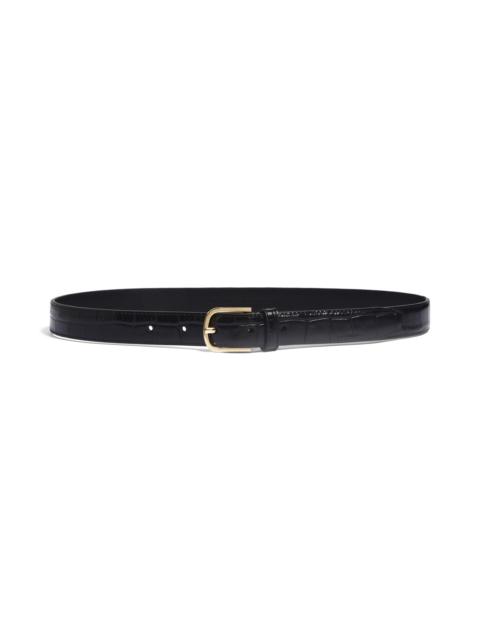 TOTEME TOTEME Slim Croc Embossed Leather Belt in Black at Nordstrom