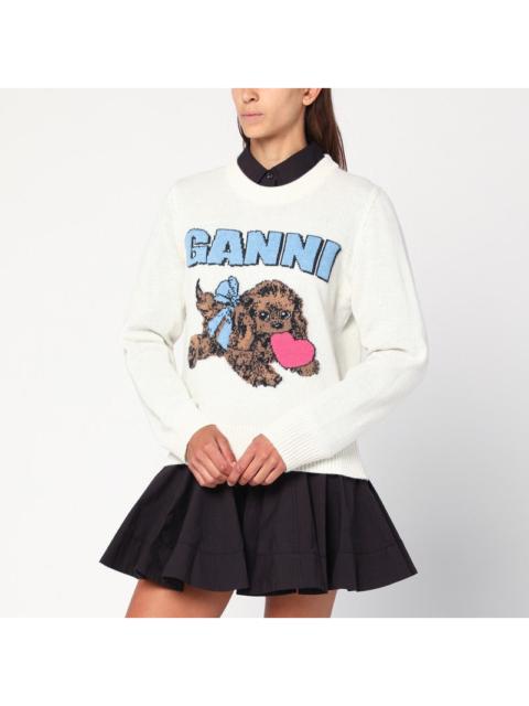 GANNI Ganni Ivory Puppy Wool-Blend Sweater Women