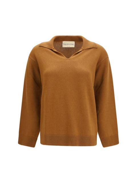 Valentino Valentino Cashmere V-neck Sweater Bright Cuir