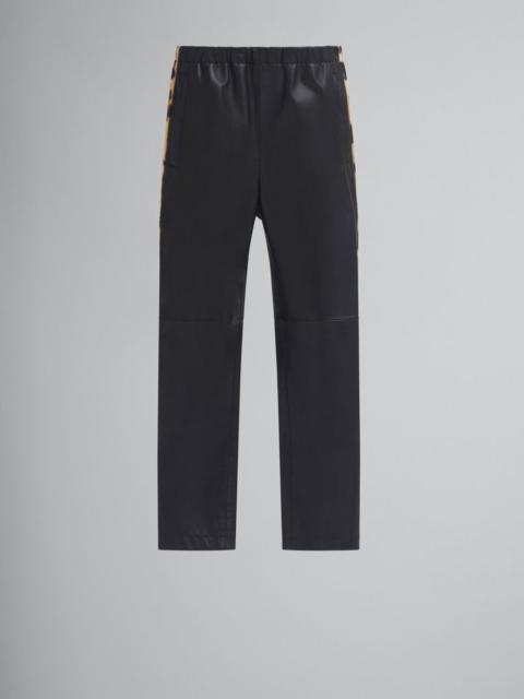 BLACK NAPPA LEATHER JOGGING TROUSERS