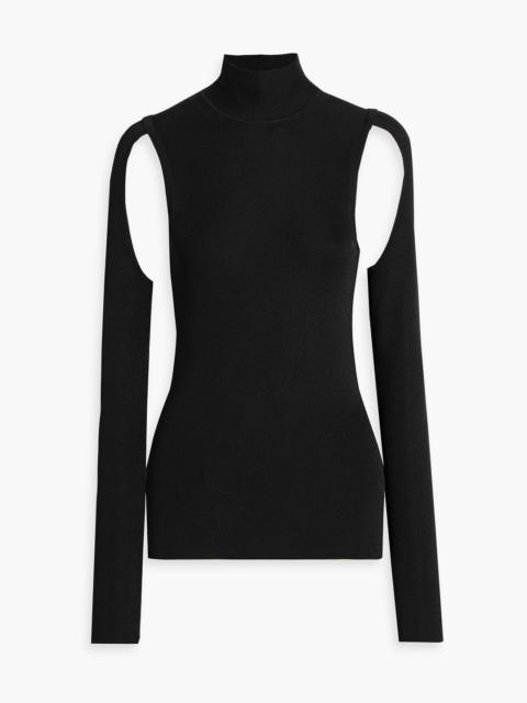 Helmut Lang Cutout stretch-knit turtleneck top