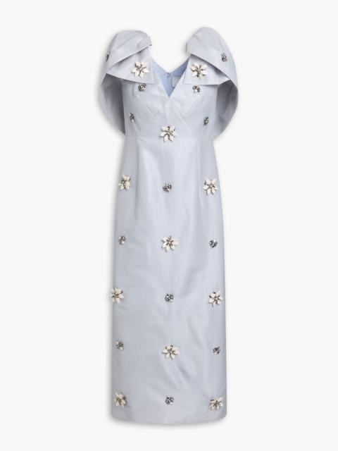 Other Designers Rosella cape-effect embellished taffeta midi dress