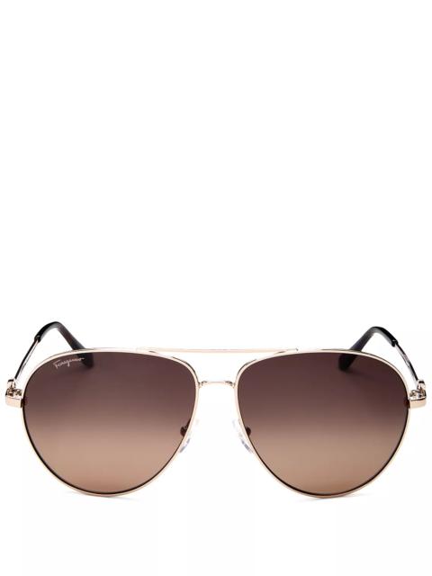 FERRAGAMO Timeless Collection Brow Bar Aviator Sunglasses, 61mm