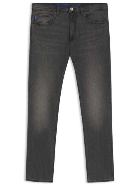 HUGO BLACK SLIM-FIT JEANS IN STRETCH DENIM