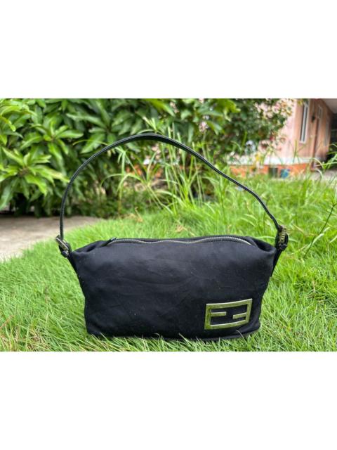 FENDI Authentic Fendi Baguette Black Neoprane Shoulder Bag