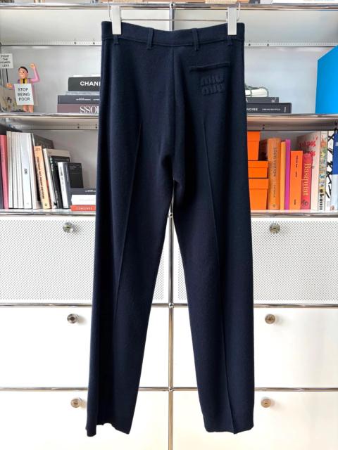 Miu Miu Miu Miu navy blue high-waisted casual cashmere wide-leg pants