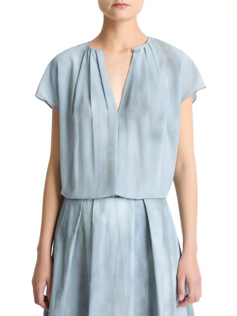Vince Gathered Cap Sleeve Blouse