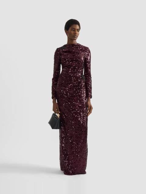 Erdem EMBELLISHED SEQUIN LONG SLEEVE GOWN