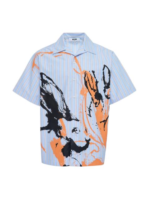 MSGM Camicia Striped Print Button Shirt