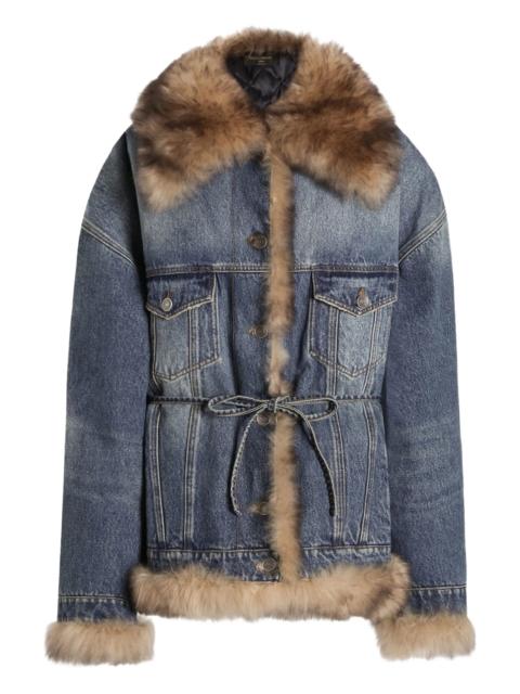 Dolce & Gabbana faux-fur detail denim coat