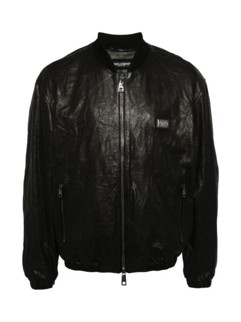 Dolce & Gabbana CRINKLED LEATHER BOMBER JACKET