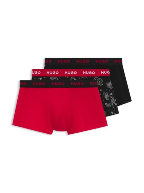 HUGO THREE-PACK OF TRUNKS IN STRETCH COTTON