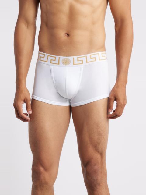 VERSACE Versace Grecca Band Boxer Briefs in White Greek Gold at Nordstrom