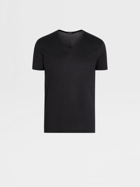 ZEGNA BLACK COTTON T-SHIRT