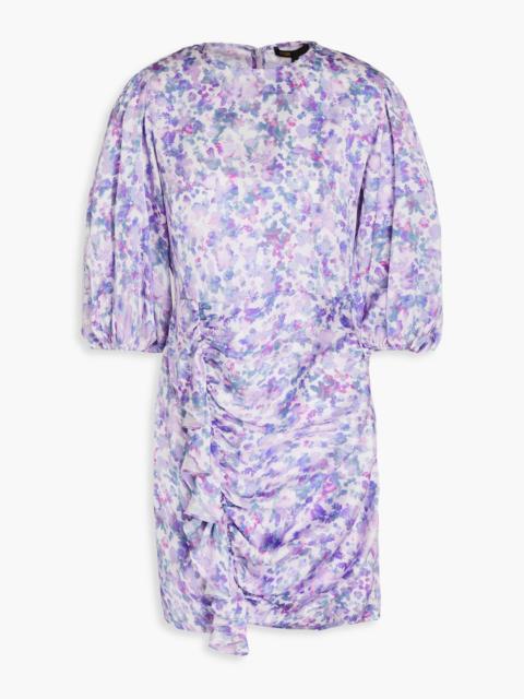 maje Ruffled printed satin mini dress