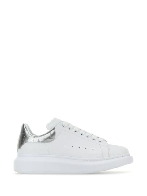 Alexander McQueen White leather sneakers with silver leather heel
