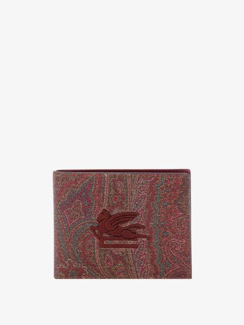 Etro Men Pailsey Fabric Wallet With Etro Cube Logo