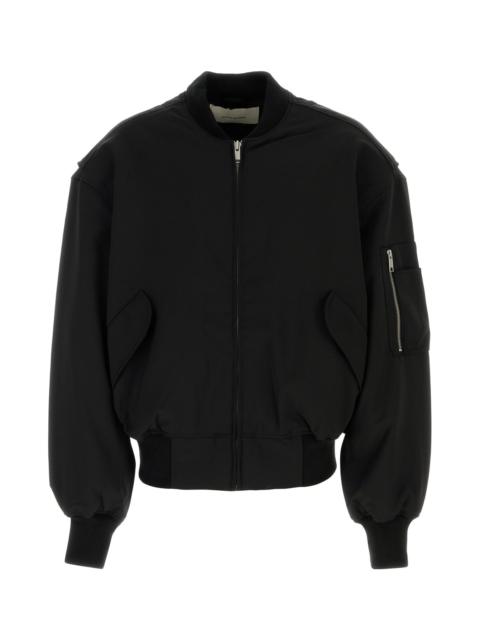 entire studios Black stretch polyester blend bomber jacket