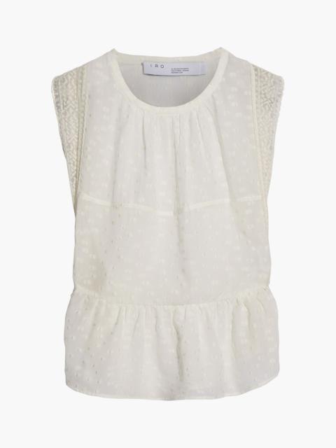 Other Designers Lean embroidered tulle-paneled fil coupé silk-blend georgette top