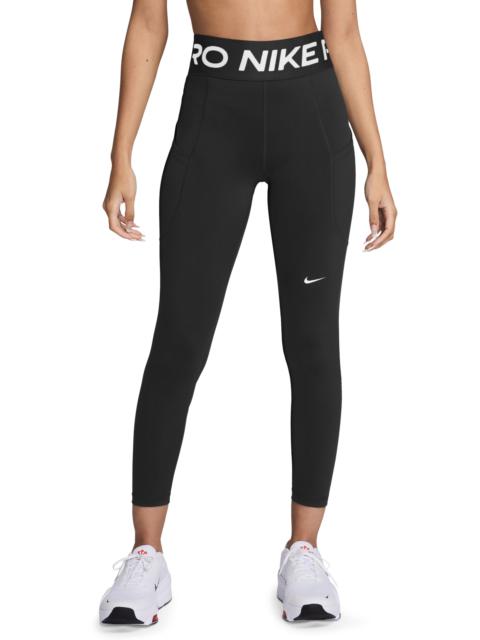 Nike Nike Pro Sculpt High-Waisted Pocket 7/8 Leggings in 010 Black/White at Nordstrom