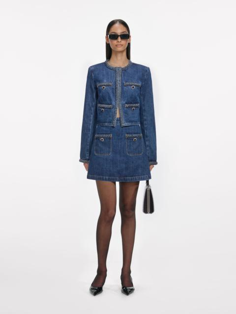 self-portrait Denim Braided Mini Skirt